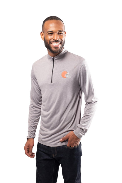 Ultra Game NFL Cleveland Browns Mens Super Soft Quarter Zip Long Sleeve T-Shirt|Cleveland Browns - UltraGameShop