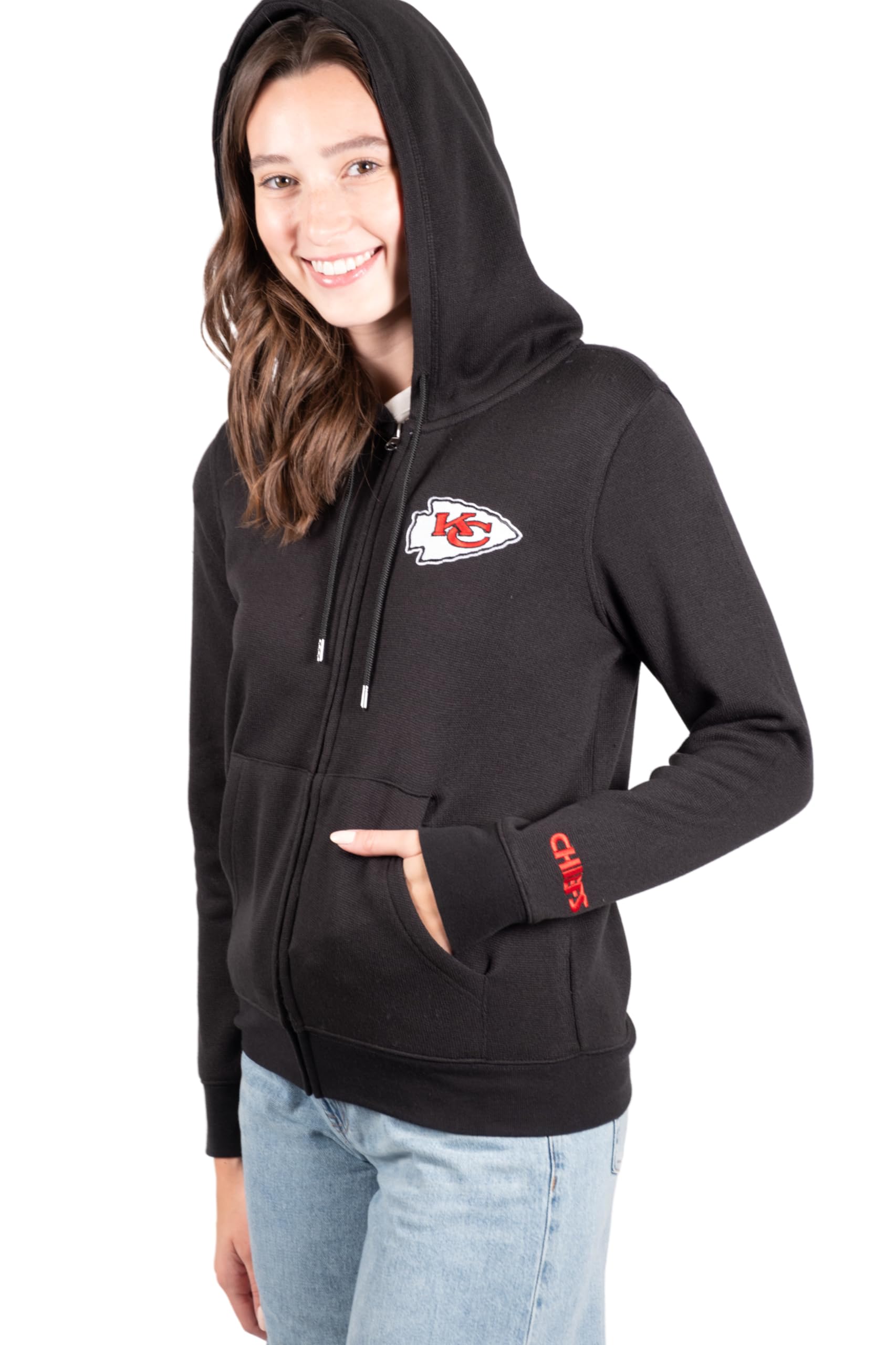 Ultra Game NFL Kansas City Chiefs Womens Full Zip Soft Marl Knit Hoodie Sweatshirt Jacket|Kansas City Chiefs - UltraGameShop