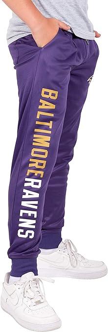 Ultra Game NFL Baltimore Ravens Youth High Performance Moisture Wicking Fleece Jogger Sweatpants|Baltimore Ravens - UltraGameShop