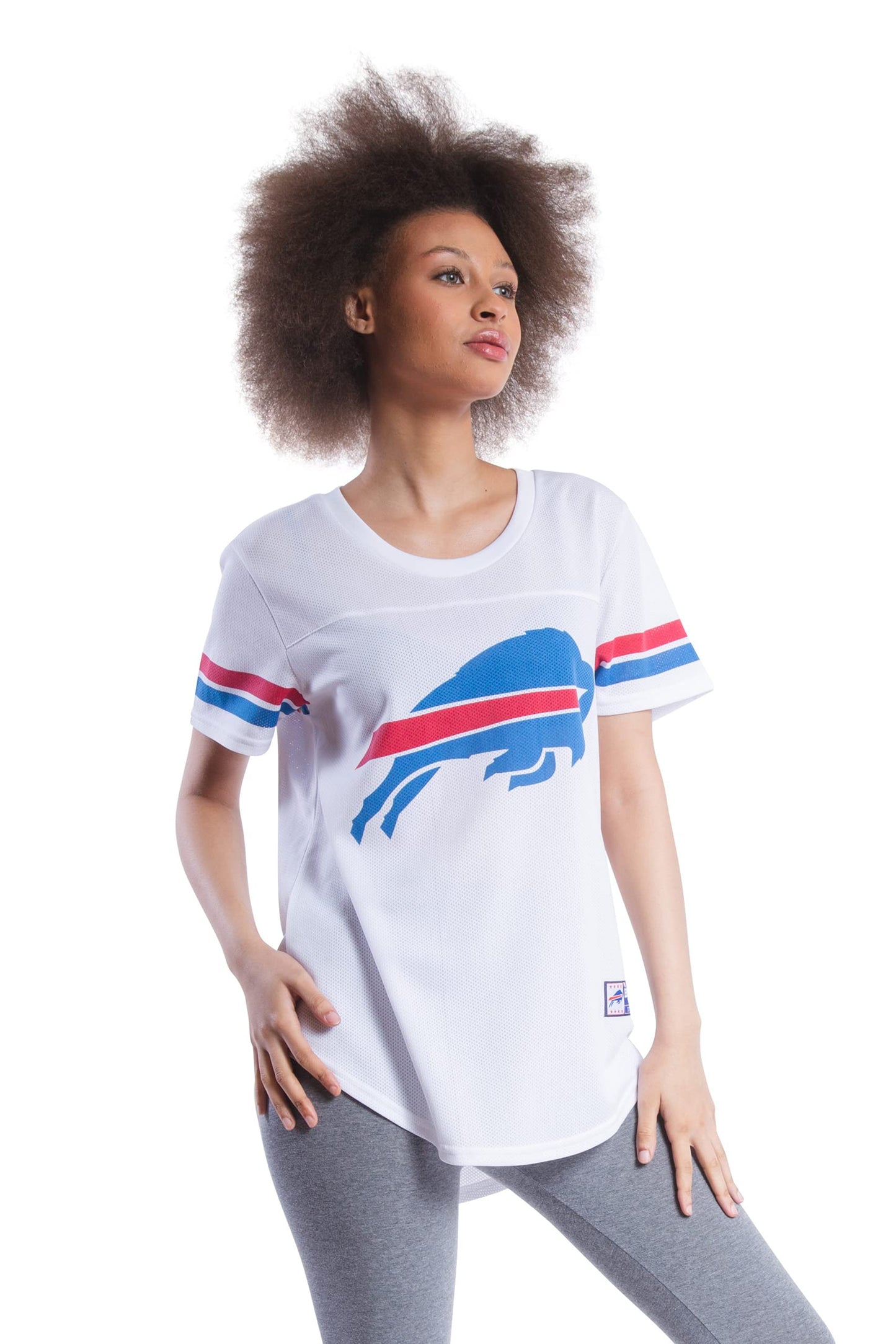 Ultra Game NFL Buffalo Bills Womens Soft Mesh Varsity Stripe T-Shirt|Buffalo Bills - UltraGameShop