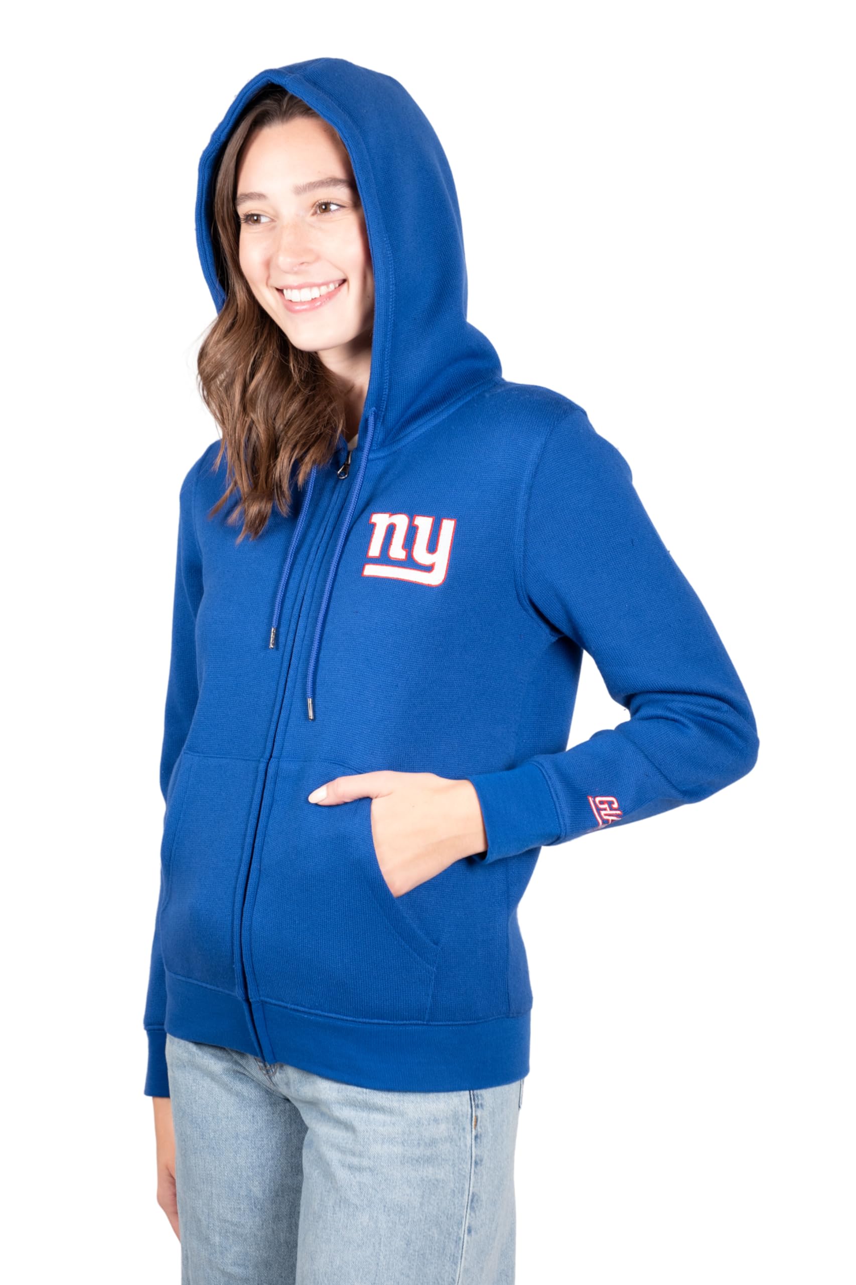 Ultra Game NFL New York Giants Womens Full Zip Soft Marl Knit Hoodie Sweatshirt Jacket|New York Giants - UltraGameShop