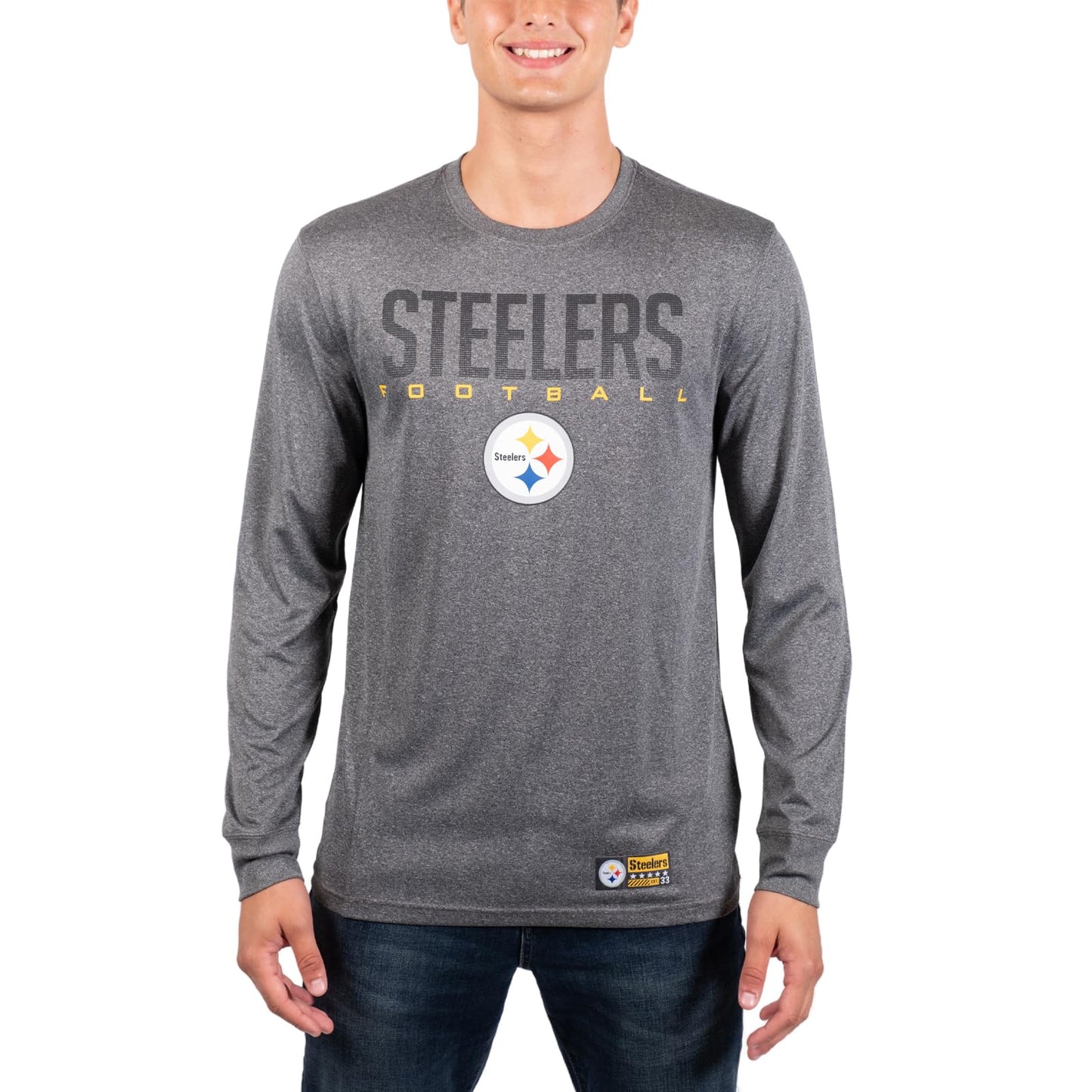 Ultra Game NFL Pittsburgh Steelers Mens Active Quick Dry Long Sleeve T-Shirt|Pittsburgh Steelers - UltraGameShop