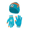 Ultra Game NFL Miami Dolphins Womens Super Soft Team Stripe Winter Beanie Knit Hat with Extra Warm Touch Screen Gloves|Miami Dolphins - UltraGameShop