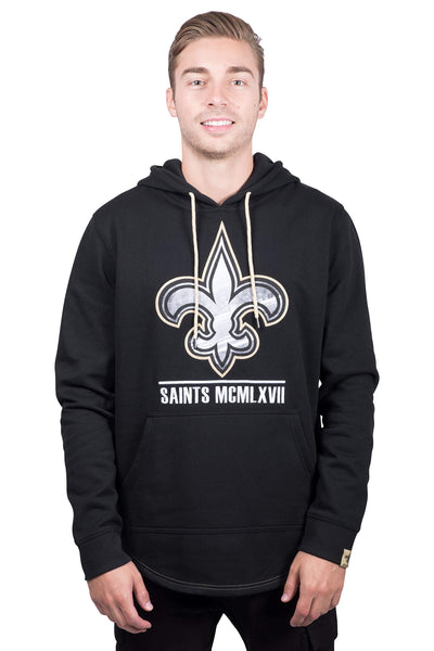Ultra Game NFL New Orleans Saints Mens Embroidered Fleece Hoodie Pullover Sweatshirt|New Orleans Saints