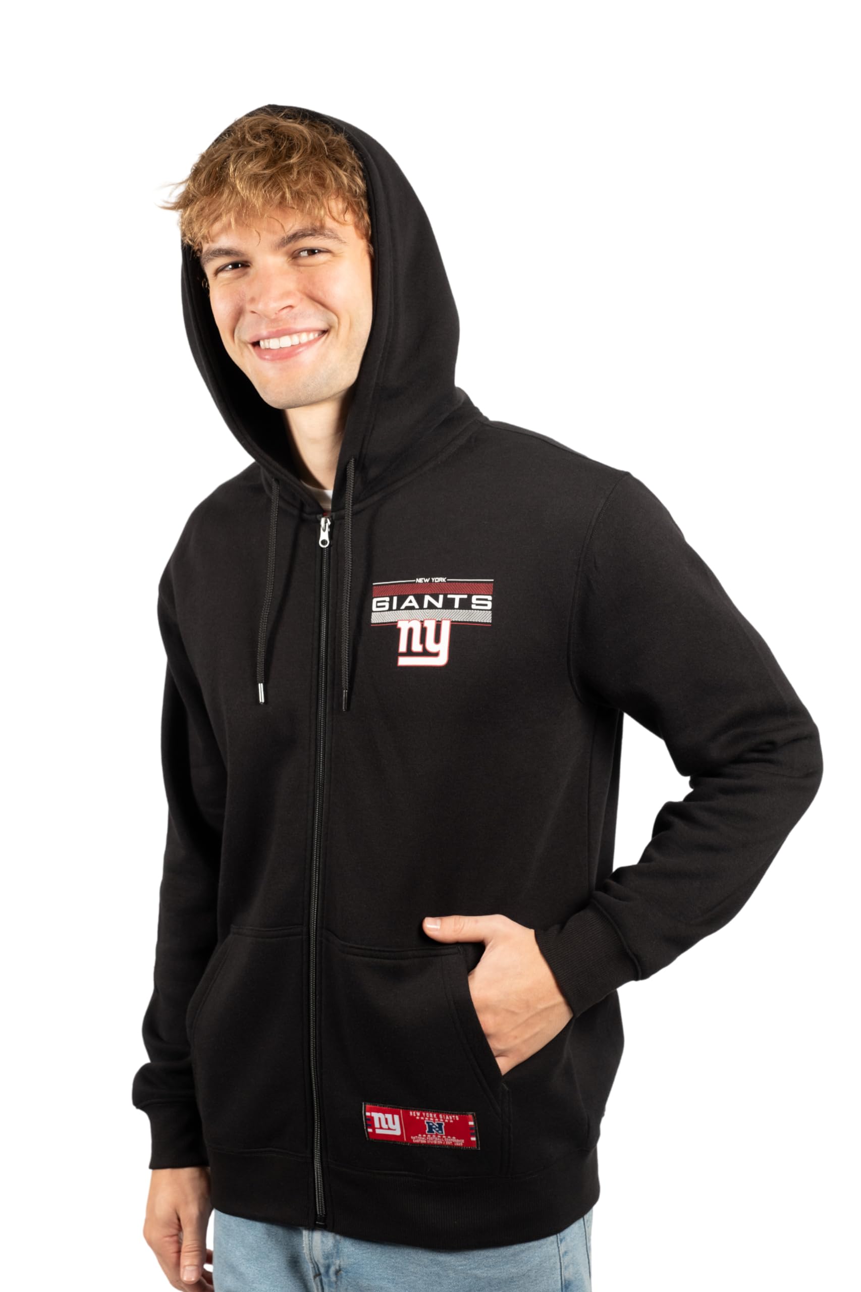 Ultra Game NFL New York Giants Mens Standard Sherpa Full Zip Cozy Fleece Hoodie Sweatshirt Jacket|New York Giants