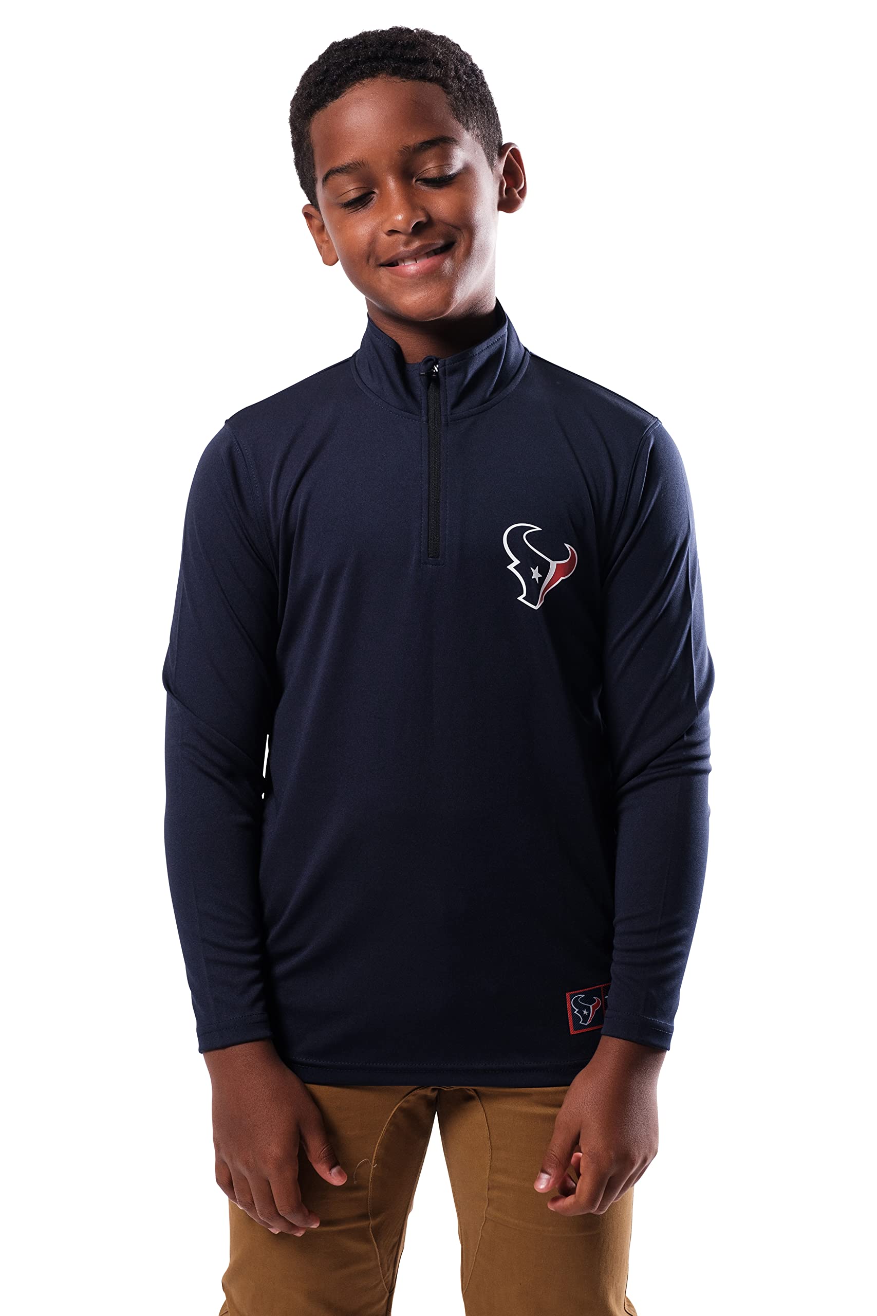 Ultra Game NFL Houston Texans Youth Super Soft Quarter Zip Long Sleeve T-Shirt|Houston Texans - UltraGameShop