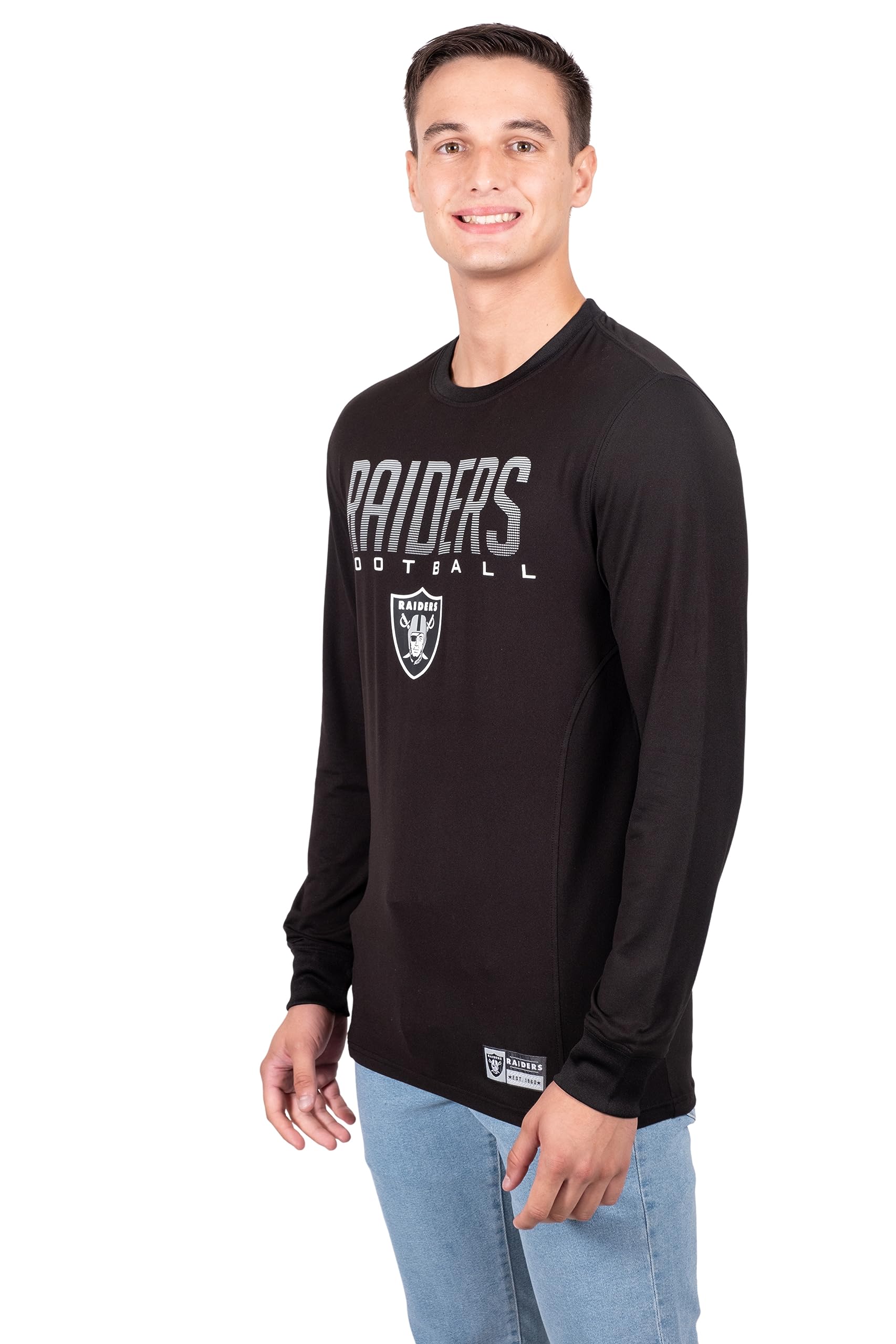 Ultra Game NFL Las Vegas Raiders Mens Active Lightweight Quick Dry Long Sleeve T-Shirt|Las Vegas Raiders - UltraGameShop