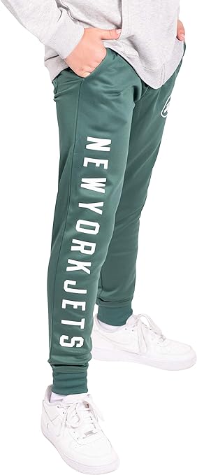 Ultra Game NFL New York Jets Youth High Performance Moisture Wicking Fleece Jogger Sweatpants|New York Jets - UltraGameShop