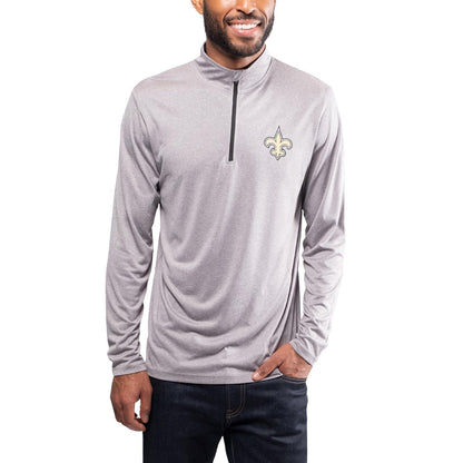 Ultra Game NFL New Orleans Saints Mens Super Soft Quarter Zip Long Sleeve T-Shirt|New Orleans Saints - UltraGameShop