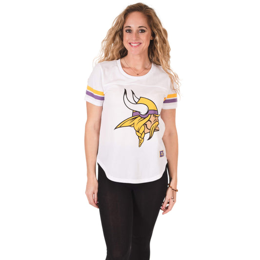 Ultra Game NFL Minnesota Vikings Womens Soft Mesh Varsity Stripe T-Shirt|Minnesota Vikings - UltraGameShop