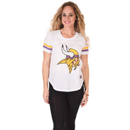 Ultra Game NFL Minnesota Vikings Womens Soft Mesh Varsity Stripe T-Shirt|Minnesota Vikings
