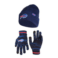 Ultra Game NFL Buffalo Bills Womens Super Soft Marled Winter Beanie Knit Hat with Extra Warm Touch Screen Gloves|Buffalo Bills