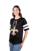 Ultra Game NFL New Orleans Saints Womens Standard Lace Up Tee Shirt Penalty Box|New Orleans Saints