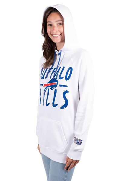 Ultra Game NFL Buffalo Bills Womens Fleece Hoodie Pullover Sweatshirt Tie Neck|Buffalo Bills