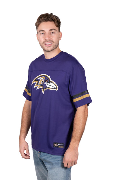 Ultra Game NFL Baltimore Ravens Mens Standard Jersey Crew Neck Mesh Stripe T-Shirt|Baltimore Ravens - UltraGameShop