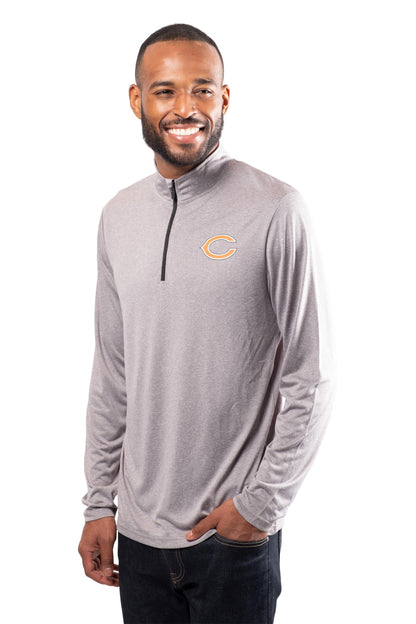 Ultra Game NFL Chicago Bears Mens Super Soft Quarter Zip Long Sleeve T-Shirt|Chicago Bears - UltraGameShop