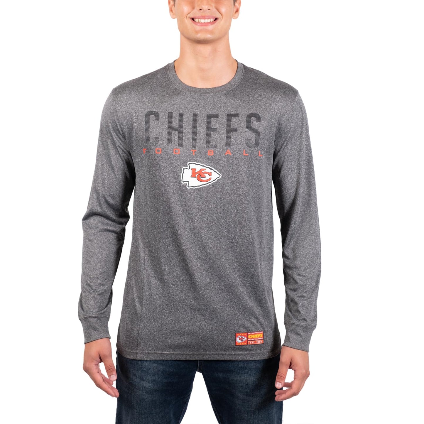 Ultra Game NFL Kansas City Chiefs Mens Active Quick Dry Long Sleeve T-Shirt|Kansas City Chiefs - UltraGameShop