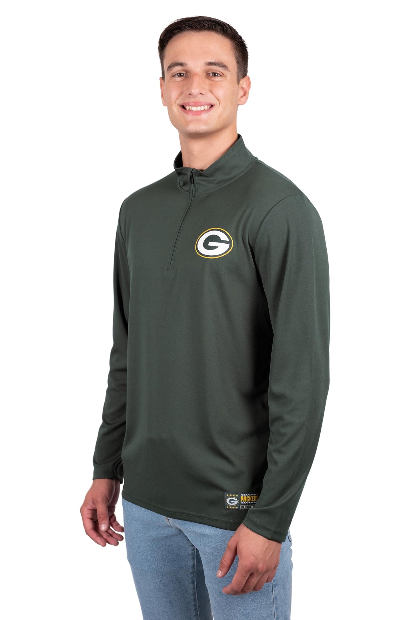 Ultra Game NFL Green Bay Packers Mens Super Soft Quarter Zip Long Sleeve T-Shirt|Green Bay Packers - UltraGameShop