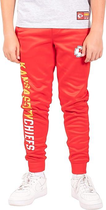 Ultra Game NFL Kansas City Chiefs Youth High Performance Moisture Wicking Fleece Jogger Sweatpants|Kansas City Chiefs - UltraGameShop