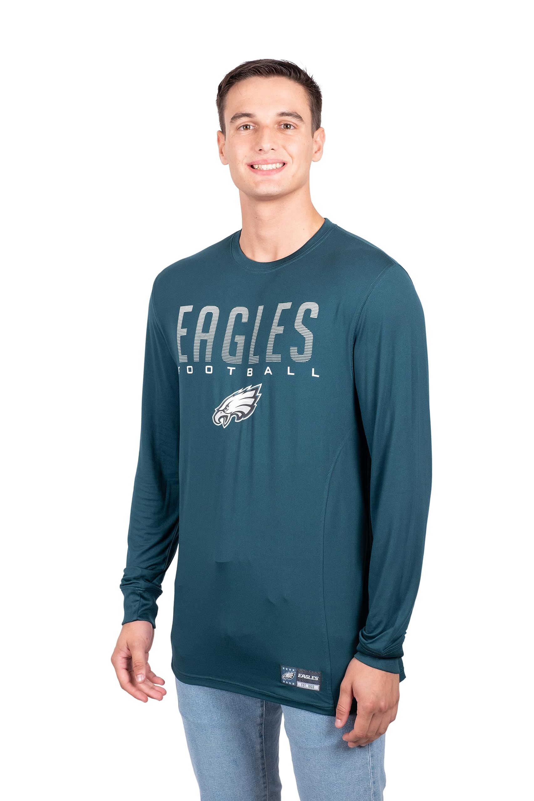 Ultra Game NFL Philadelphia Eagles Mens Active Lightweight Quick Dry Long Sleeve T-Shirt|Philadelphia Eagles