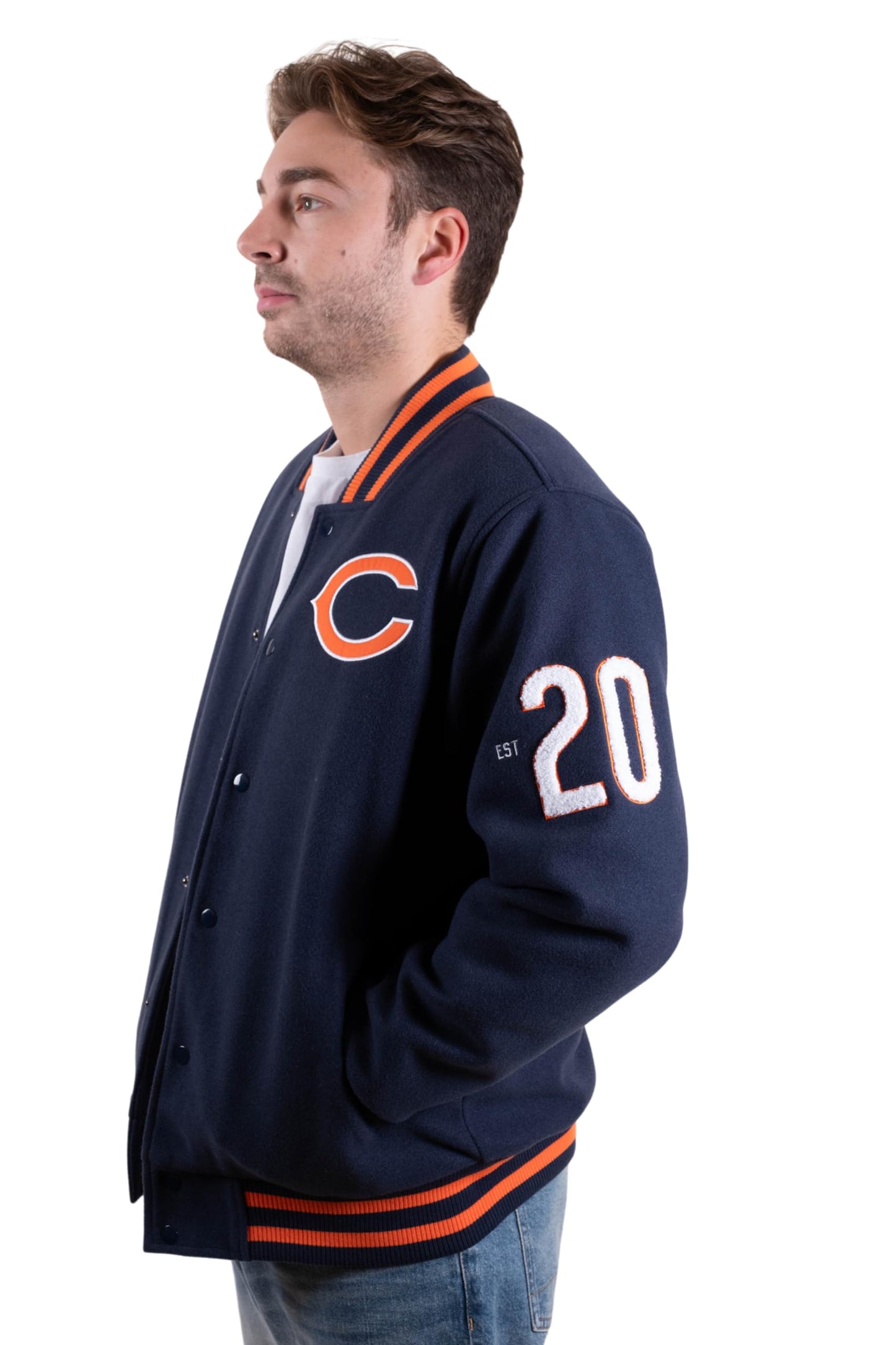 Ultra Game NFL Chicago Bears Mens Classic Varsity Coaches Jacket|Chicago Bears - UltraGameShop