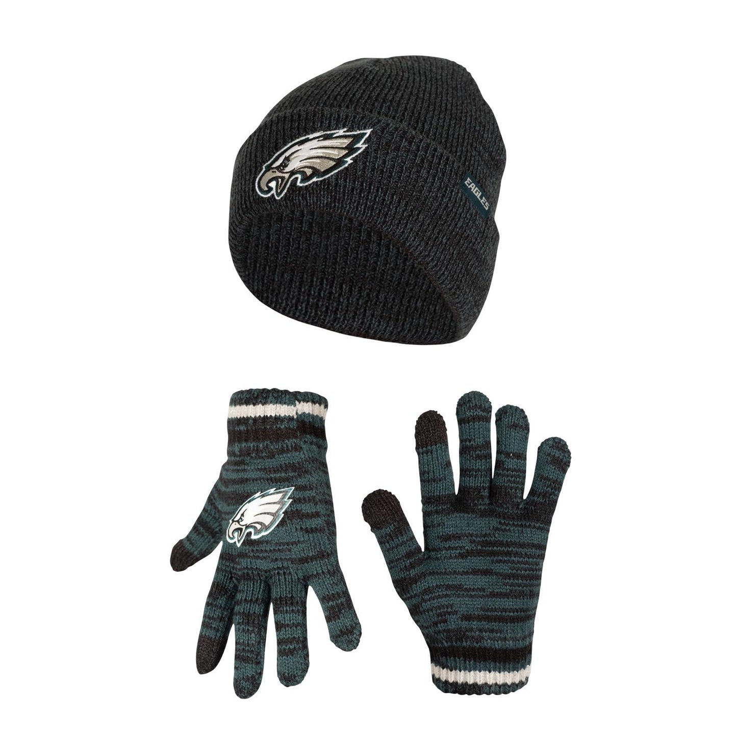 Ultra Game NFL Philadelphia Eagles Youth Super Soft Marled Winter Beanie Knit Hat with Extra Warm Touch Screen Gloves|Philadelphia Eagles - UltraGameShop