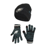 Ultra Game NFL Philadelphia Eagles Youth Super Soft Marled Winter Beanie Knit Hat with Extra Warm Touch Screen Gloves|Philadelphia Eagles