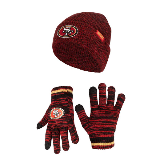 Ultra Game NFL San Francisco 49ers Youth Super Soft Marled Winter Beanie Knit Hat with Extra Warm Touch Screen Gloves|San Francisco 49ers - UltraGameShop