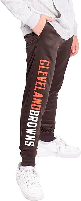 Ultra Game NFL Cleveland Browns Youth High Performance Moisture Wicking Fleece Jogger Sweatpants|Cleveland Browns - UltraGameShop