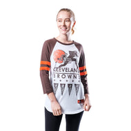 Ultra Game NFL Cleveland Browns Womens Running Game 3/4 Long Sleeve Tee Shirt|Cleveland Browns