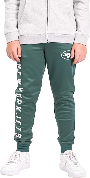 Ultra Game NFL New York Jets Youth High Performance Moisture Wicking Fleece Jogger Sweatpants|New York Jets - UltraGameShop