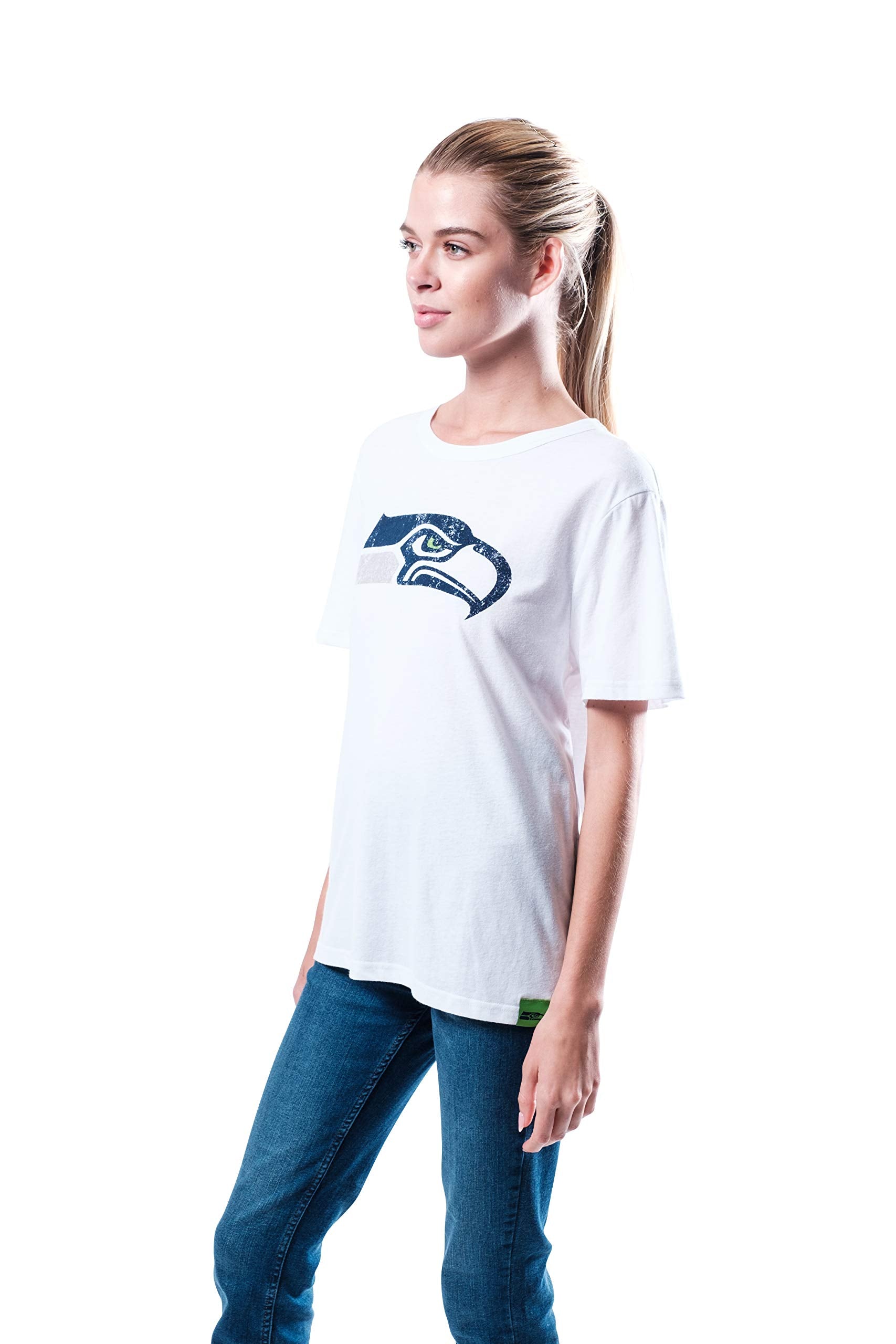 Ultra Game NFL Seattle Seahawks Womens Soft Vintage Distressed Graphics Jersey Tee Shirt|Seattle Seahawks