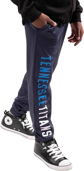 Ultra Game NFL Tennessee Titans Youth High Performance Moisture Wicking Fleece Jogger Sweatpants|Tennessee Titans