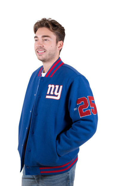 Ultra Game NFL New York Giants Mens Classic Varsity Coaches Jacket|New York Giants - UltraGameShop