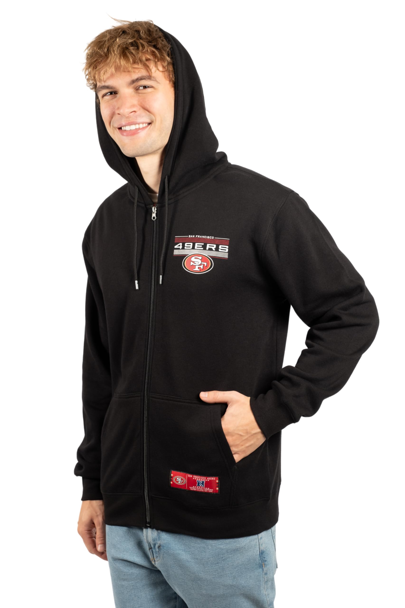 Ultra Game NFL San Francisco 49ers Mens Standard Sherpa Full Zip Cozy Fleece Hoodie Sweatshirt Jacket|San Francisco 49ers