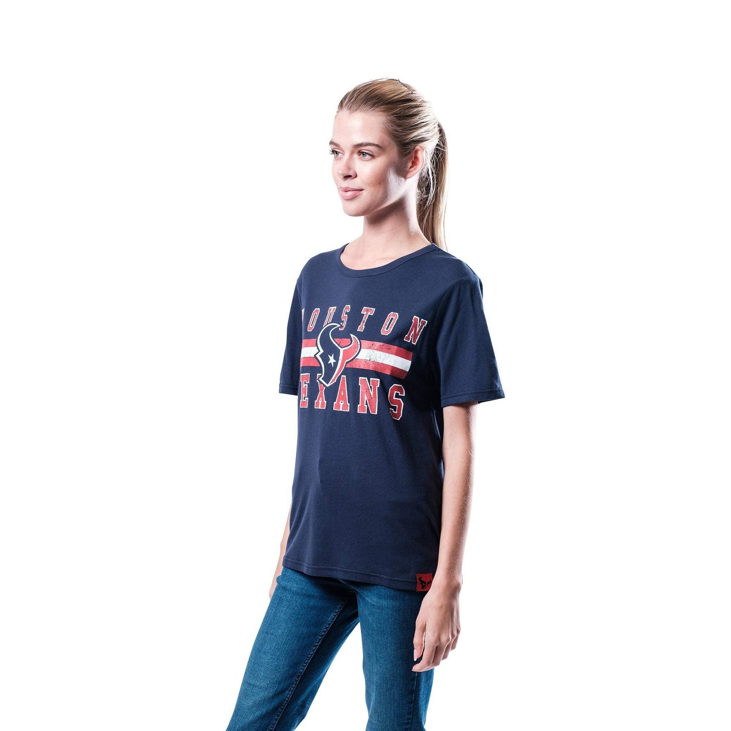 Ultra Game NFL Houston Texans Womens Distressed Graphics Soft Crew Neck Tee Shirt|Houston Texans - UltraGameShop