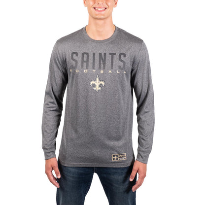 Ultra Game NFL New Orleans Saints Mens Active Quick Dry Long Sleeve T-Shirt|New Orleans Saints - UltraGameShop