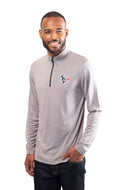Ultra Game NFL Houston Texans Mens Super Soft Quarter Zip Long Sleeve T-Shirt|Houston Texans
