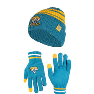 Ultra Game NFL Jacksonville Jaguars Womens Super Soft Team Stripe Winter Beanie Knit Hat with Extra Warm Touch Screen Gloves|Jacksonville Jaguars