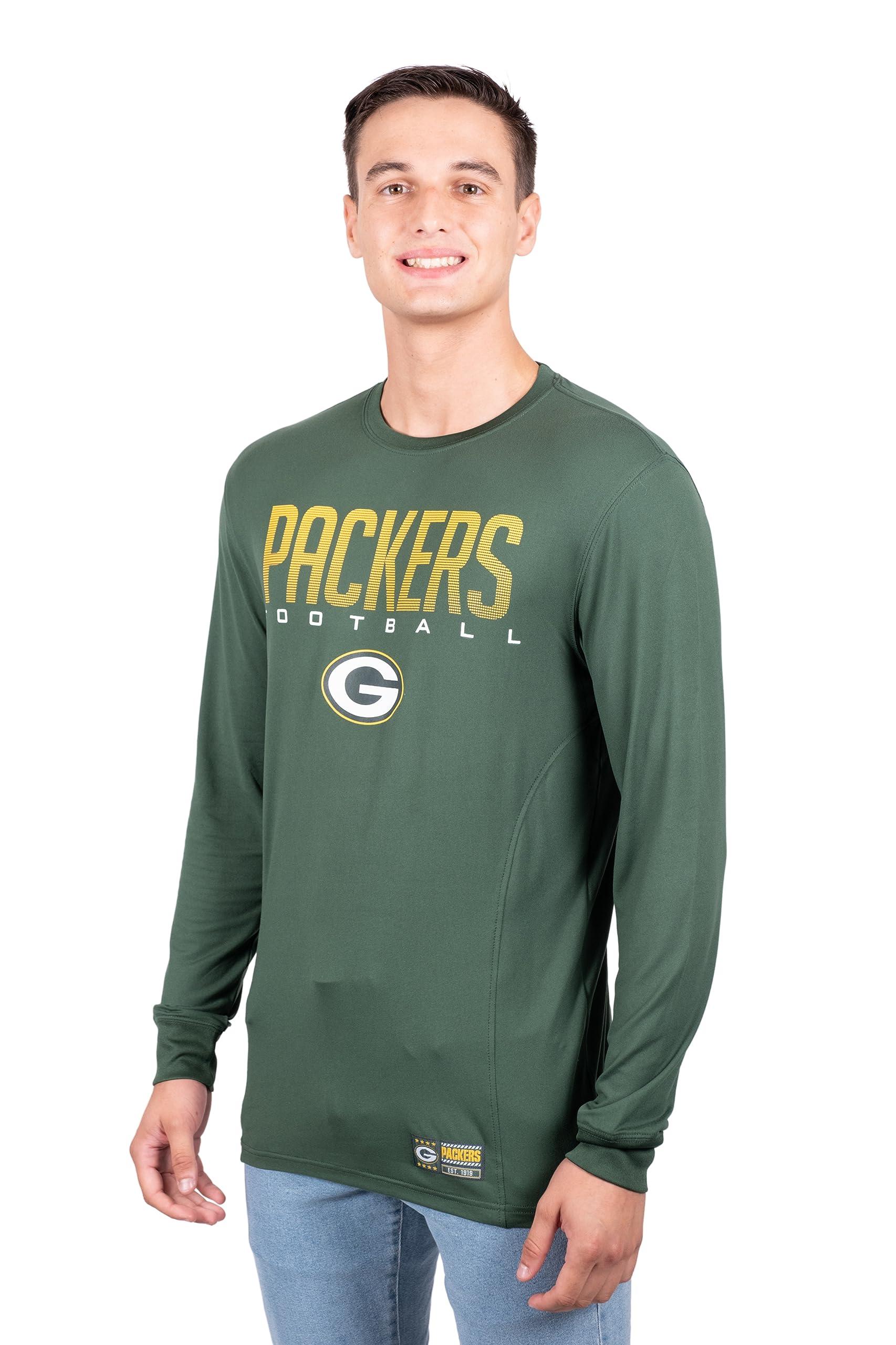 Ultra Game NFL Green Bay Packers Mens Active Lightweight Quick Dry Long Sleeve T-Shirt|Green Bay Packers - UltraGameShop