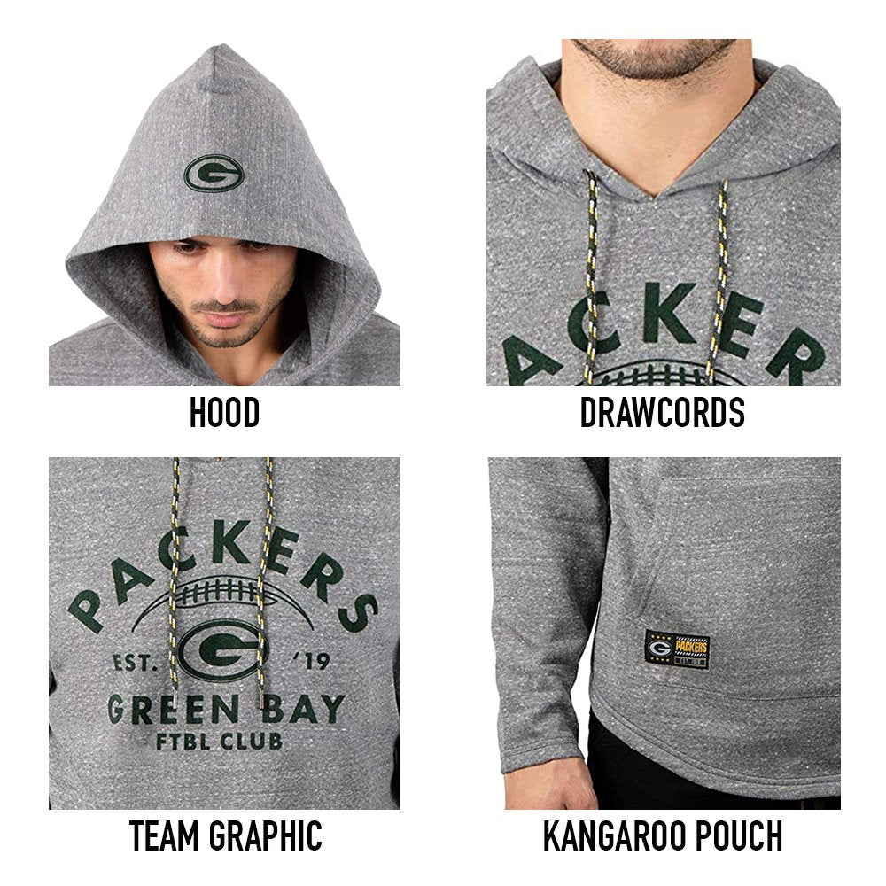 Ultra Game NFL Green Bay Packers Mens Vintage Super Soft Fleece Pullover Hoodie|Green Bay Packers