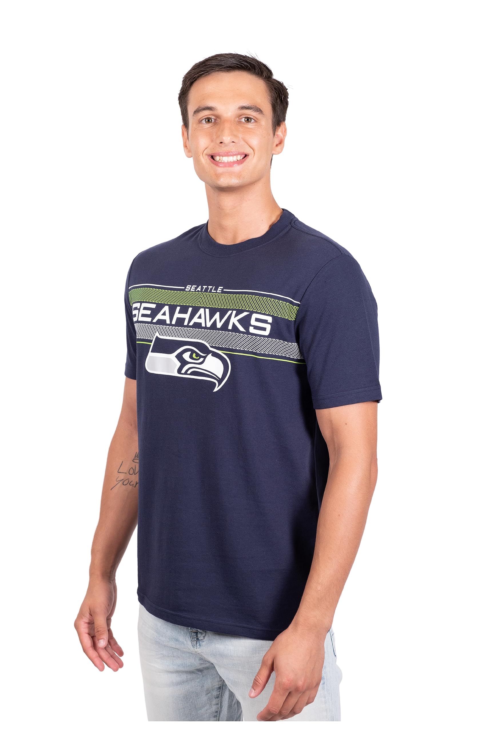 Ultra Game NFL Seattle Seahawks Mens Super Soft Ultimate Game Day Crew Neck T-Shirt|Seattle Seahawks