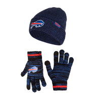 Ultra Game NFL Buffalo Bills Youth Super Soft Marled Winter Beanie Knit Hat with Extra Warm Touch Screen Gloves|Buffalo Bills