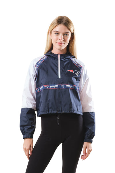 Ultra Game NFL New England Patriots Womens Quarter Zip Hoodie Windbreaker Jacket Crop Top|New England Patriots