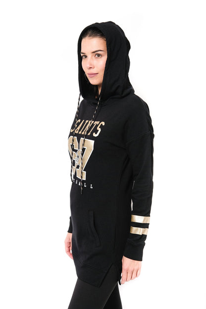 Ultra Game NFL New Orleans Saints Womens Soft French Terry Tunic Hoodie Pullover Sweatshirt|New Orleans Saints - UltraGameShop