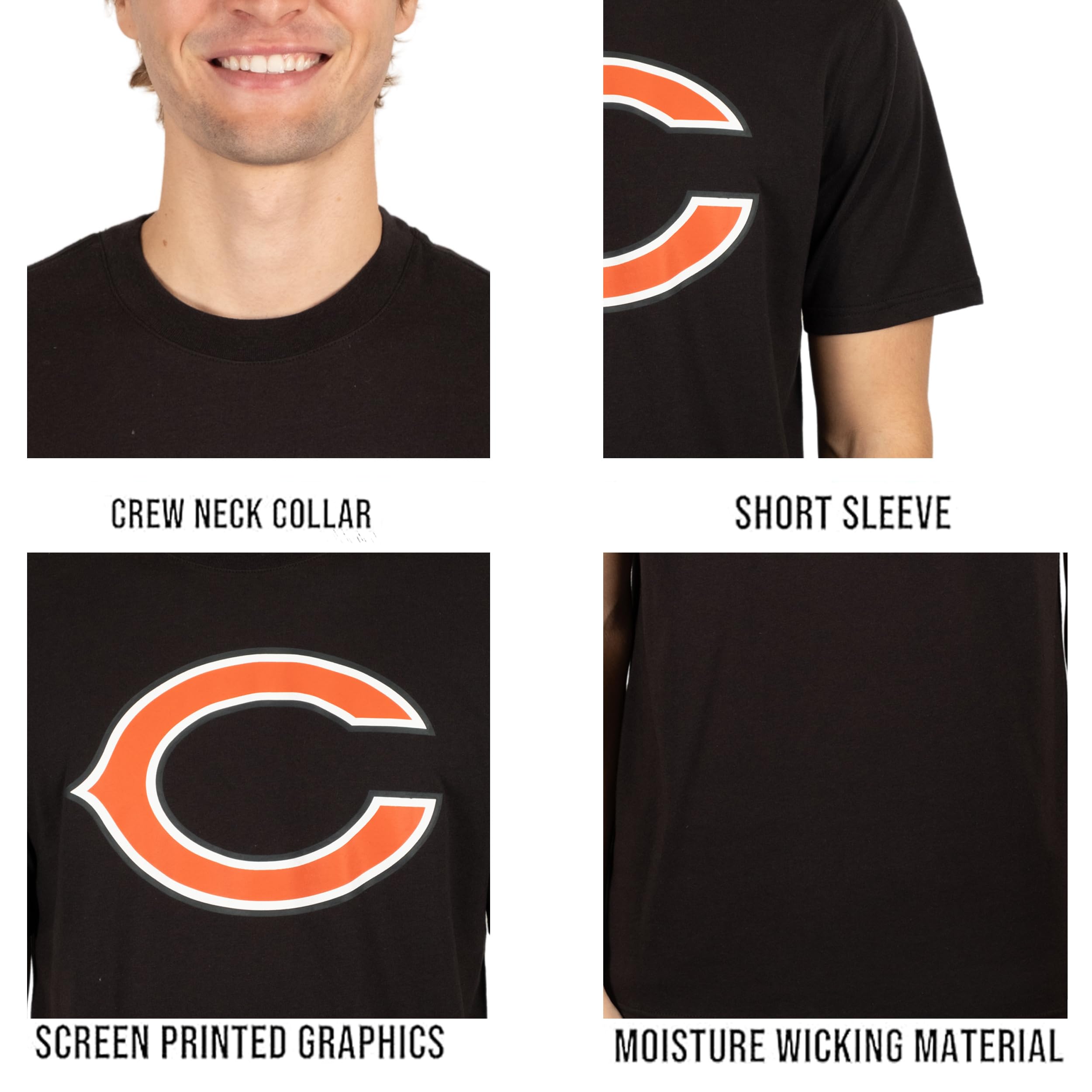 Ultra Game NFL Chicago Bears Mens Super Soft Ultimate Team Logo T-Shirt|Chicago Bears