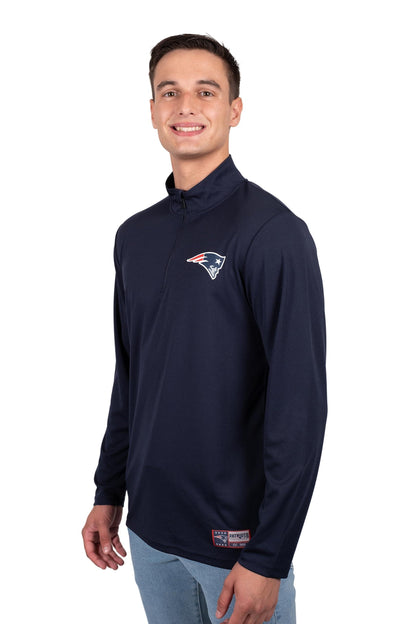 Ultra Game NFL New England Patriots Mens Super Soft Quarter Zip Long Sleeve T-Shirt|New England Patriots - UltraGameShop