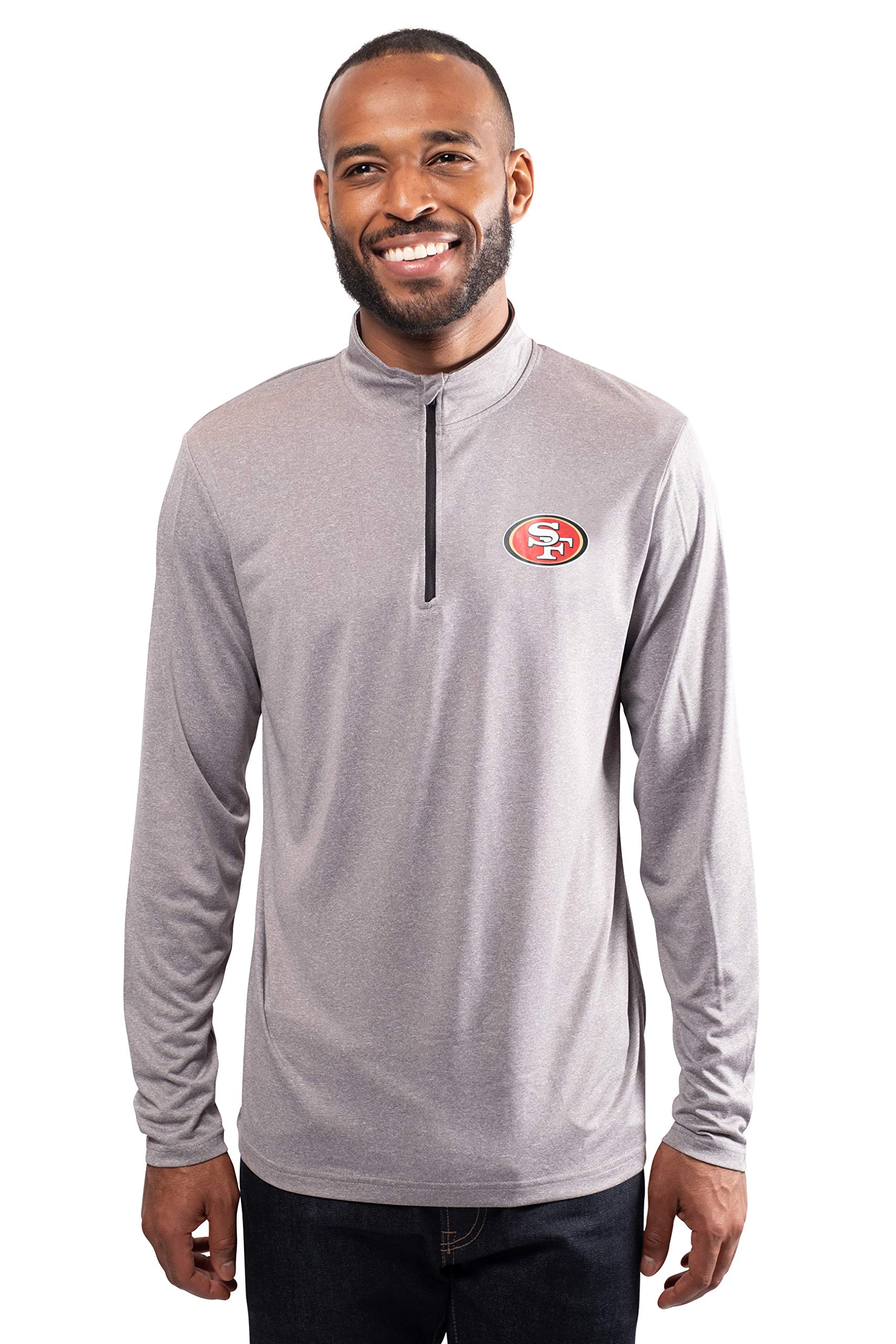 Ultra Game NFL San Francisco 49ers Mens Super Soft Quarter Zip Long Sleeve T-Shirt|San Francisco 49ers