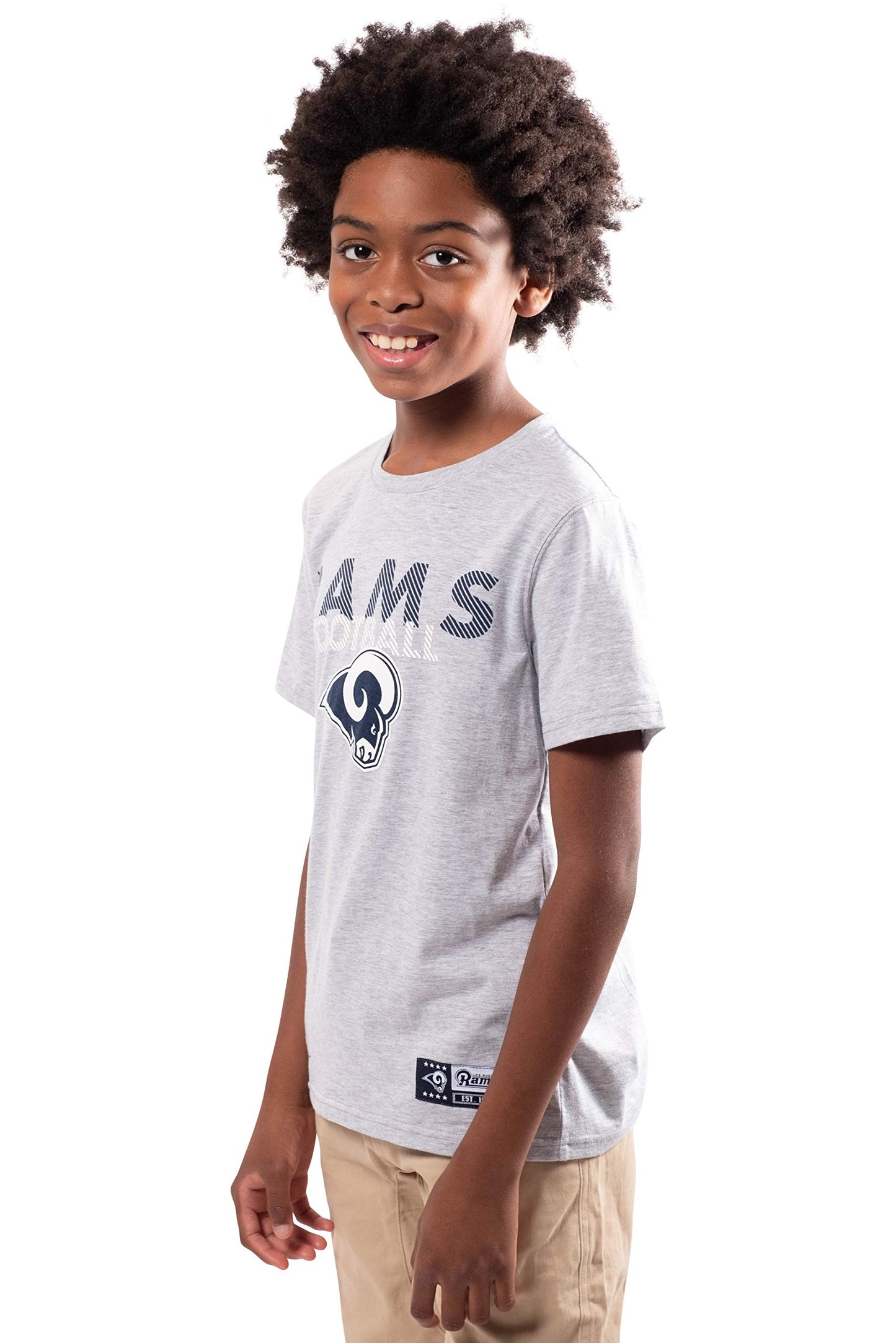 Ultra Game NFL Los Angeles Rams Youth Active Crew Neck Tee Shirt|Los Angeles Rams - UltraGameShop