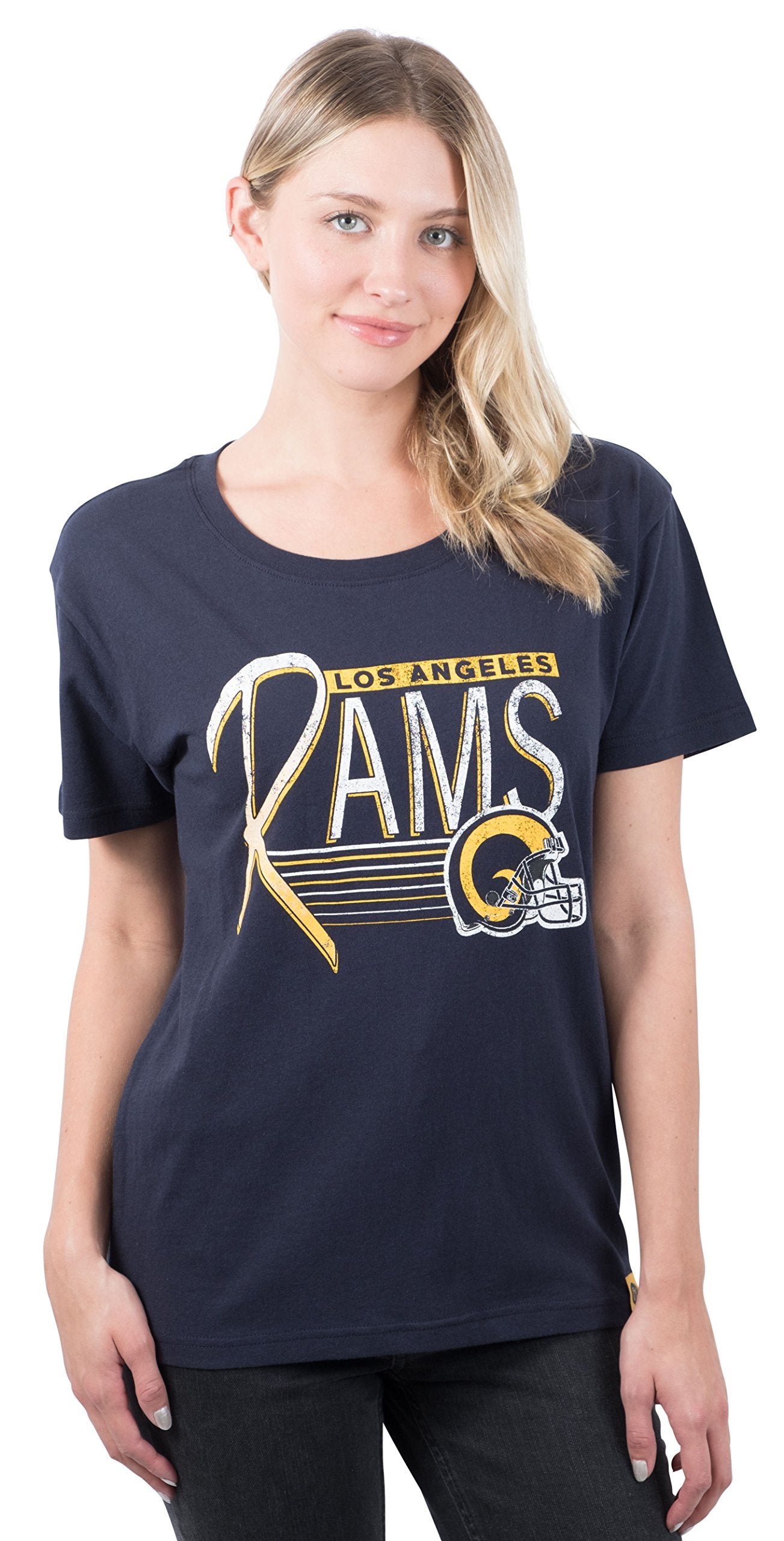 Ultra Game NFL Los Angeles Rams Womens Scoop Neck Short Sleeve Tee Shirt|Los Angeles Rams - UltraGameShop